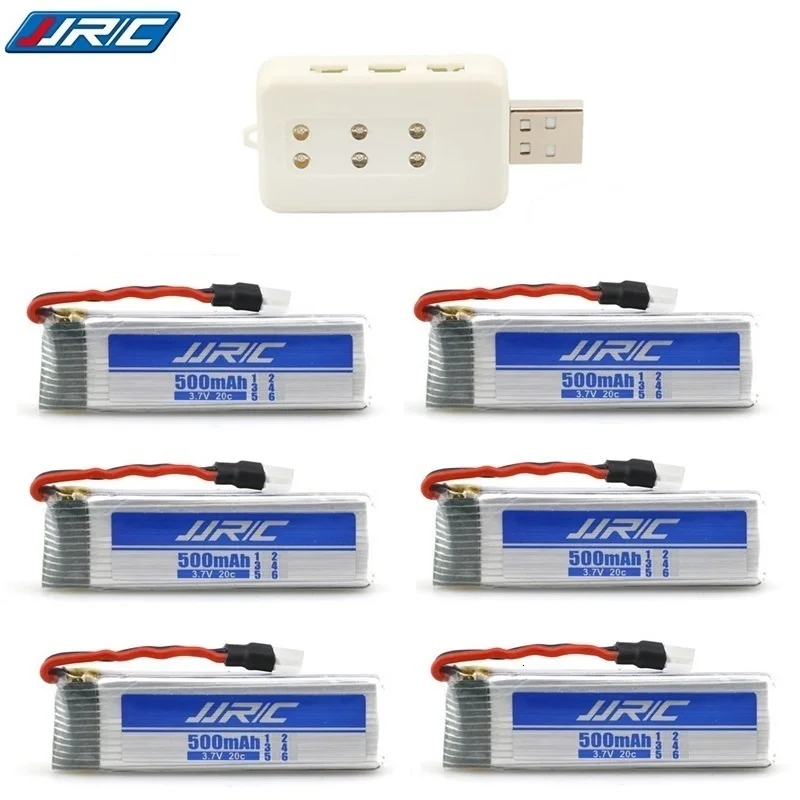 

( 6-in-1 ) 3.7v 500mAh 20c for JJRC H37 E50 E50S T37 ELFIE Drone RC Helicopters Lipo Battery and USB Charger Spares Part