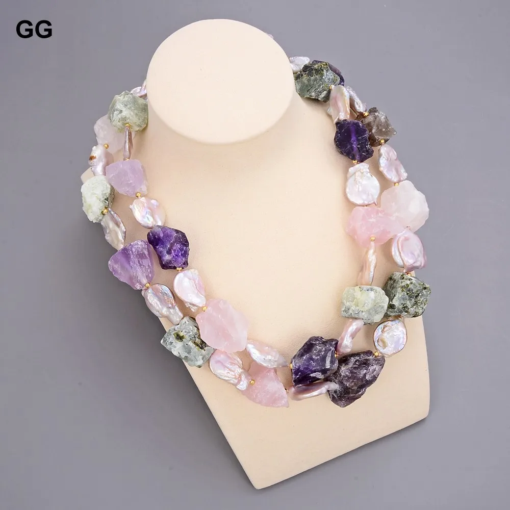 GG Jewelry 19 &quot2 нити розовая Монета Жемчуг мульти необработанные драгоценные камни