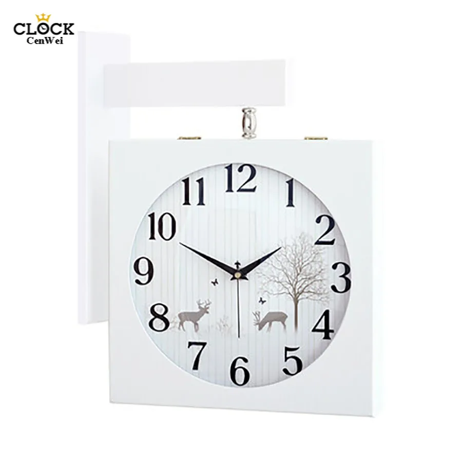 Часы из цельного дерева двухсторонние скандинавские современные часы механизм