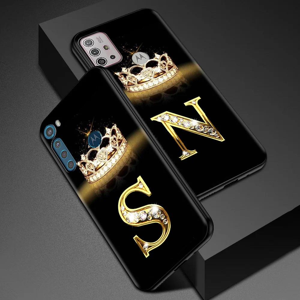 diamond crown letter for motorola one fusion case for moto g10 g9 g8 plus play power one g20 g30 g40 g50 g60 edge 20 phone shell free global shipping