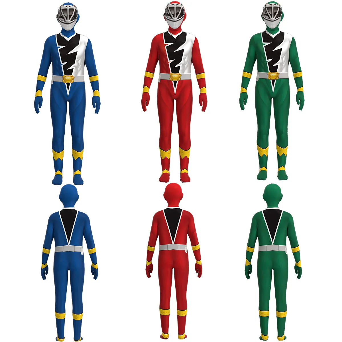 Children Lycra Kids Ranger Costumes Cosplay Superhero Zentai Suit Red/Blue/Green Solider Rangers Bodysuit for adult man