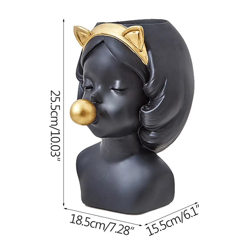 

INS Young Girl Statue Decoration Figurines Dry Flower Pots Plants Holders Sundries Container Miniature Model Ornament Home Decor