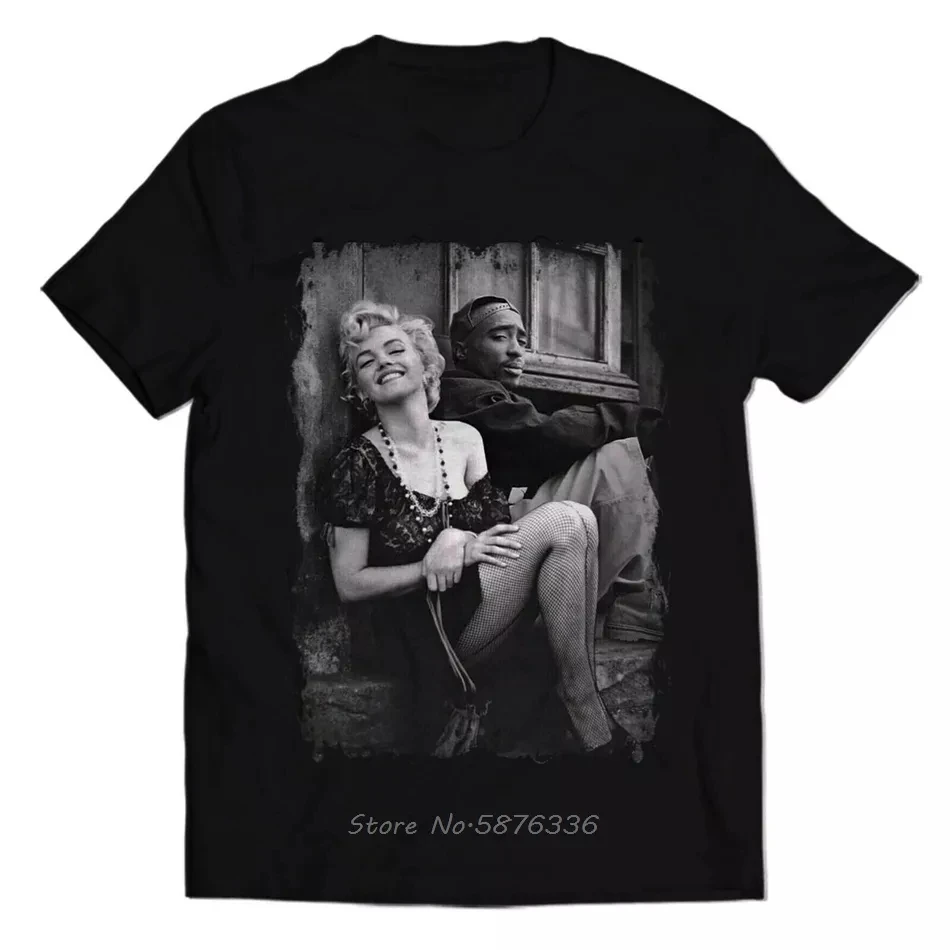 

2Pac X Marilyn Monroe Men Women T Shirt New Unisex Funny Tops summer cotton o-neck Tee Shirt
