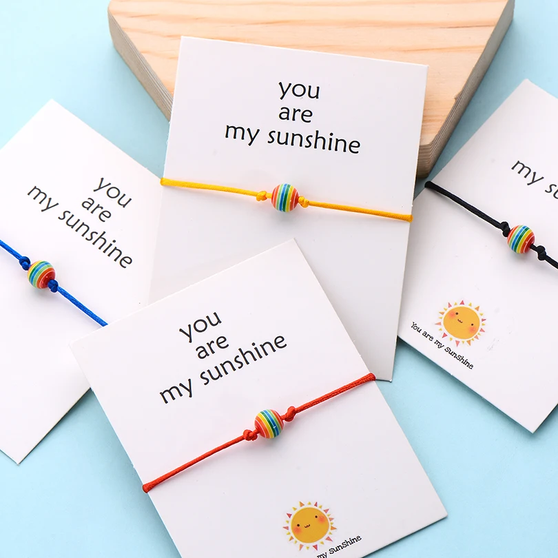 IYOE Wish Card You Are My Sunshine радужные бусины Шарм-браслеты для женщин и мужчин пара