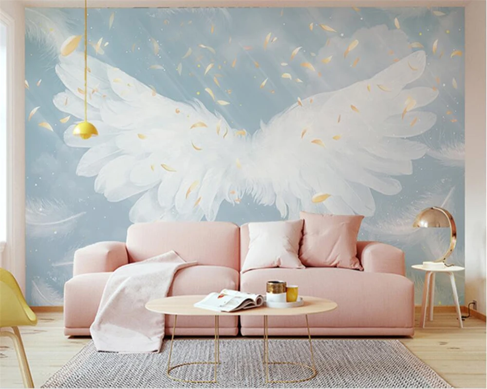 Beibehang индивидуальные новые обои с белыми перьями и крыльями для гостиной фоновые