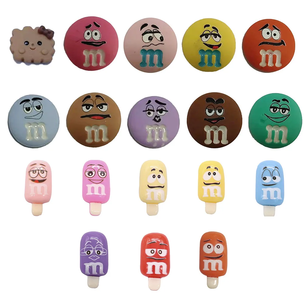 

18PCS Resin Cute Cartoon Fridge Magnetic Sticker Kawaii Colourful Cookie Expression Chocolate Bean Ice Cream Refrigerator Magnet