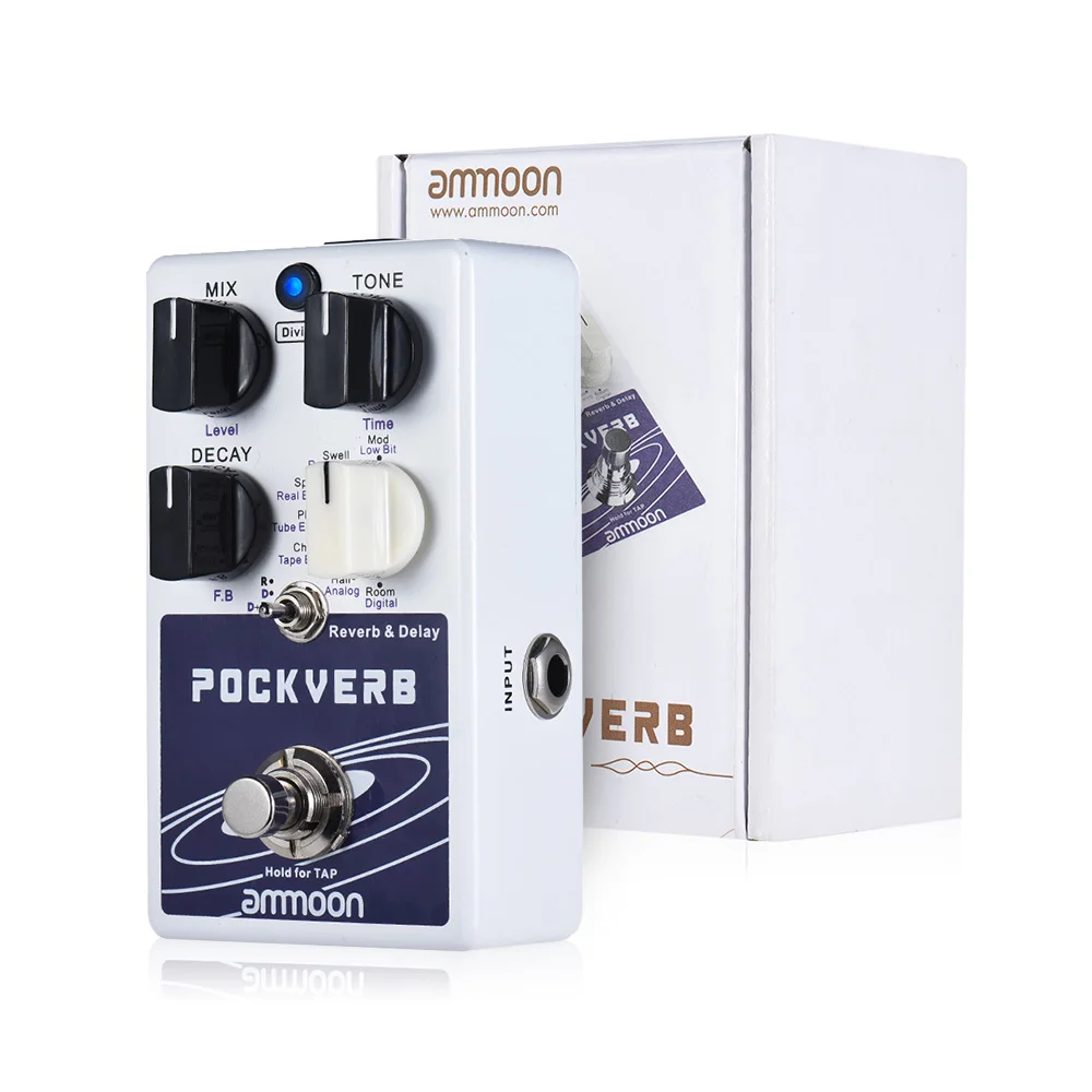 Ammoon POCKVERB Reverb &amp гитарные педали с эффектом Delay 7 эффекты реверберации эффектов