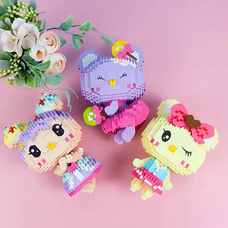 

Микро-конструктор мультяшный маленький медведь, милые животные, медведь, мини-кирпичи, набор 3D моделей, пазлы, игрушки для детей, подарки на ...