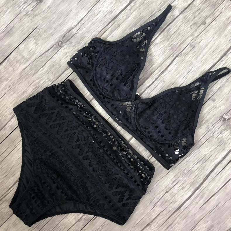 

ER YA ER YUN Sexy high waist cutout lace bikini swimsuit