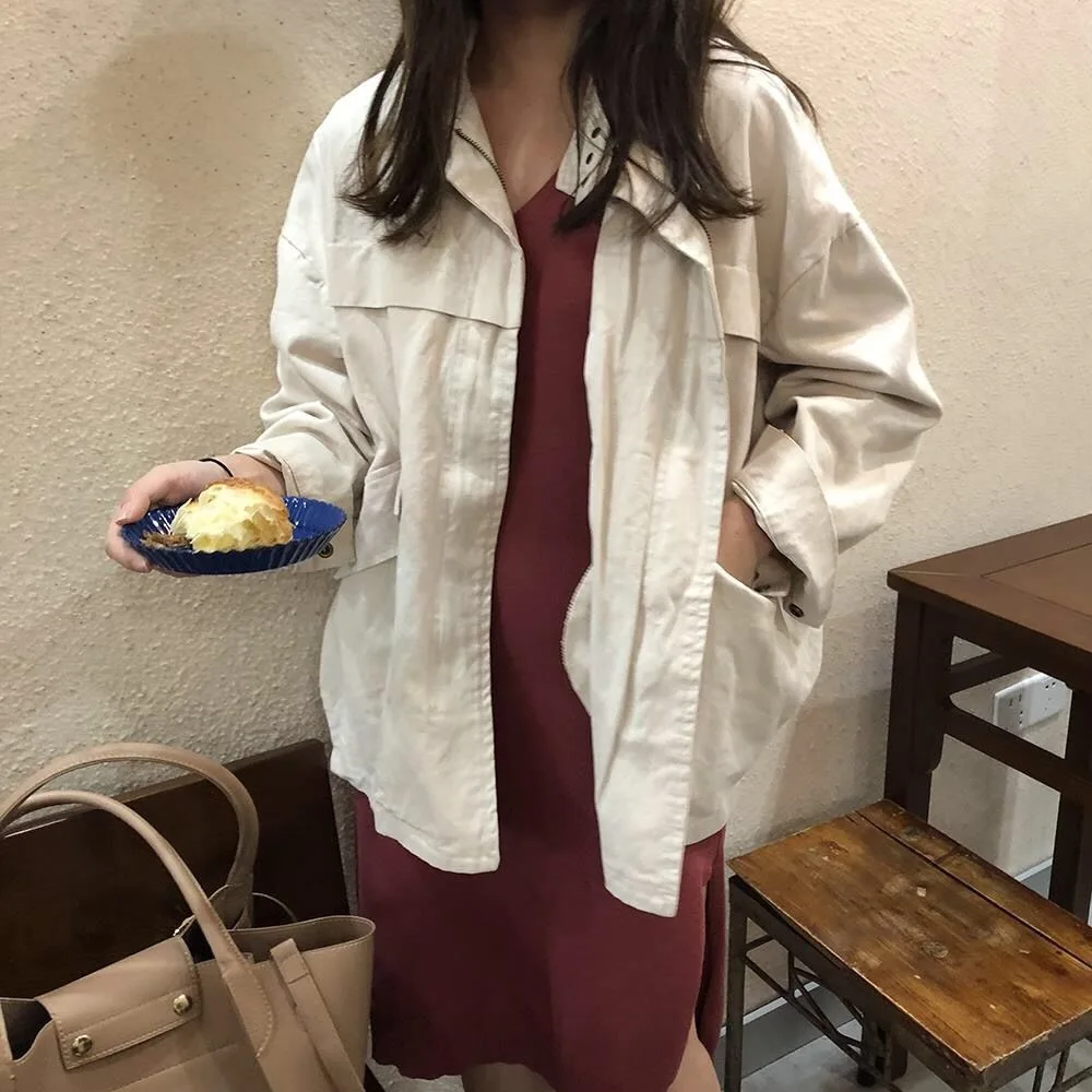 Весенняя куртка-бойфренд повседневные свободные верхняя одежда для женщин с