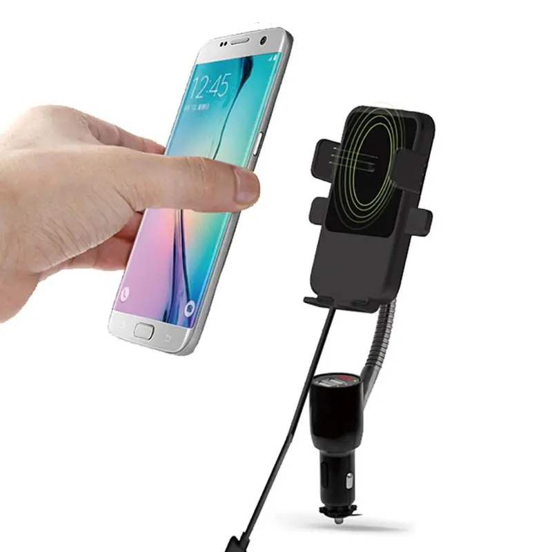 Умный зарядный адаптер для автомобилей с двумя USB-портами, беспроводная зарядка для телефона, универсальная навигационная подставка держатель.