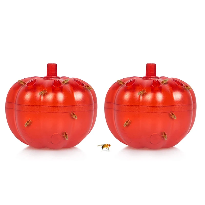 

2 PCS Fruit Fly Trap Reusable Pumpkin Shape Fly Catcher for Indoor Outdoor House Restaurant Courtyard FAS6