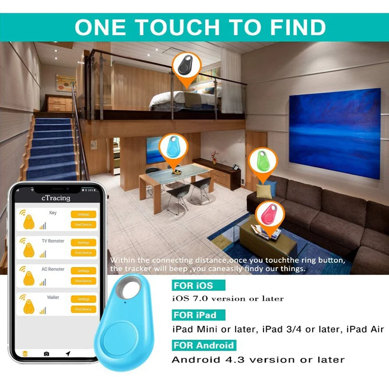 Водонепроницаемый GPS трекер Bluetooth 4 0 эффективный диапазон 75 футов для домашних