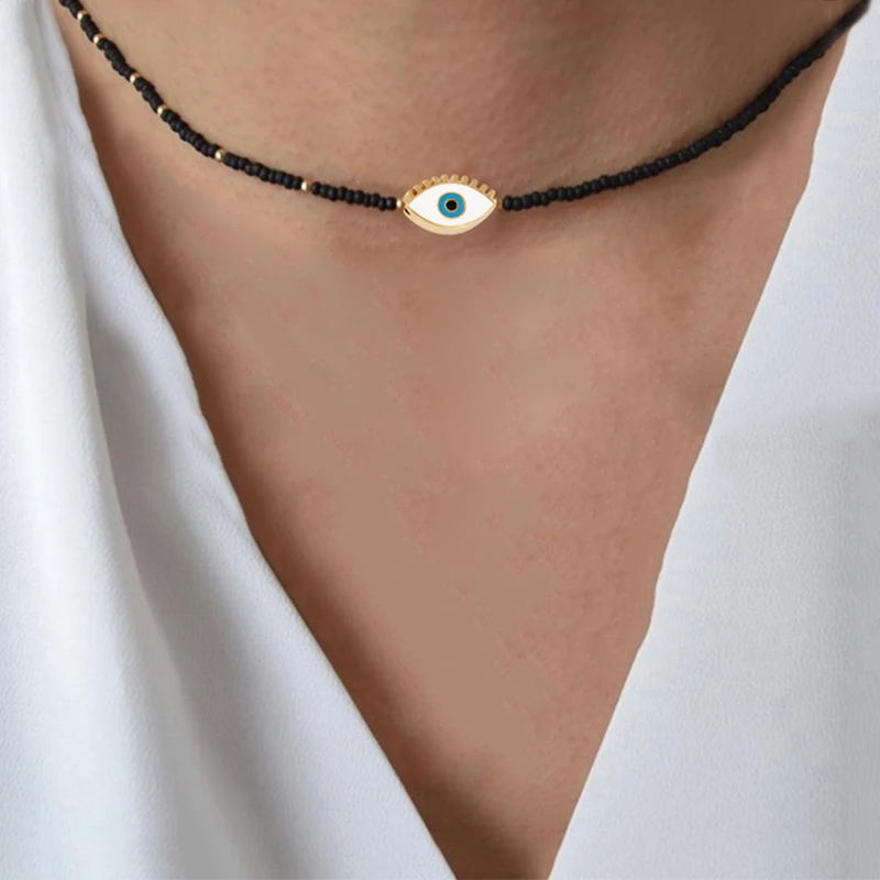Leopard Stone Evil Eye Pendant Black Silicone Necklace Luxury Creative Exquisite Vintage Chain Jewelry Charm ne | Украшения и