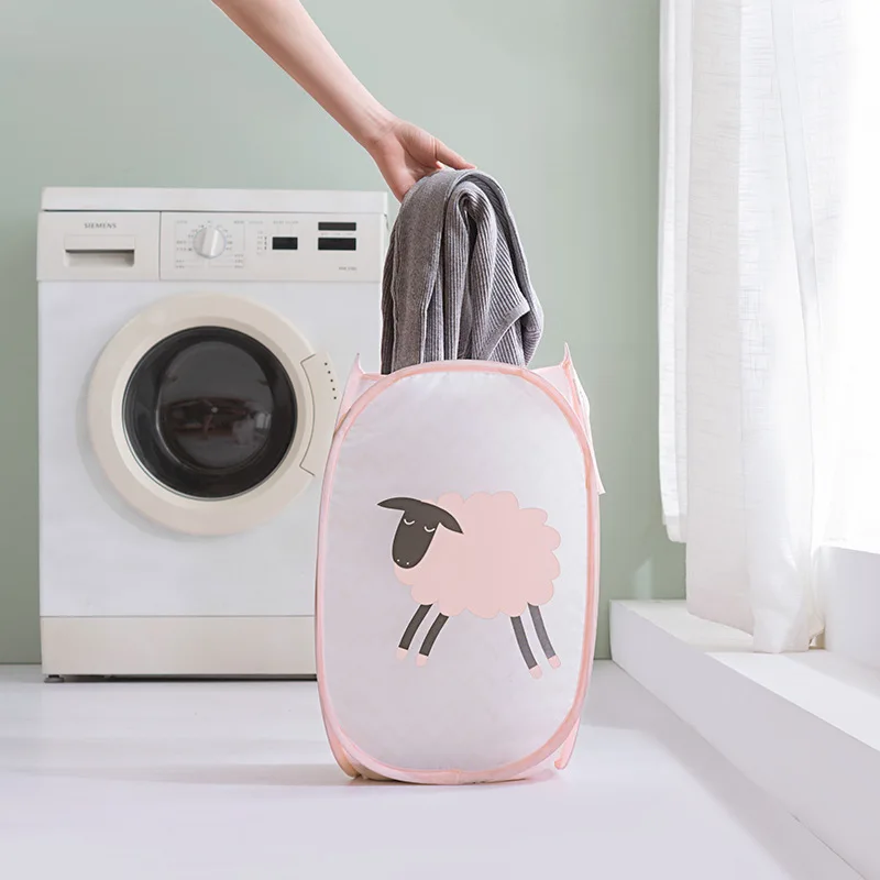 

Foldable cartoon animal dirty clothes basket large capacity household laundry basket breathable clothing storage basket