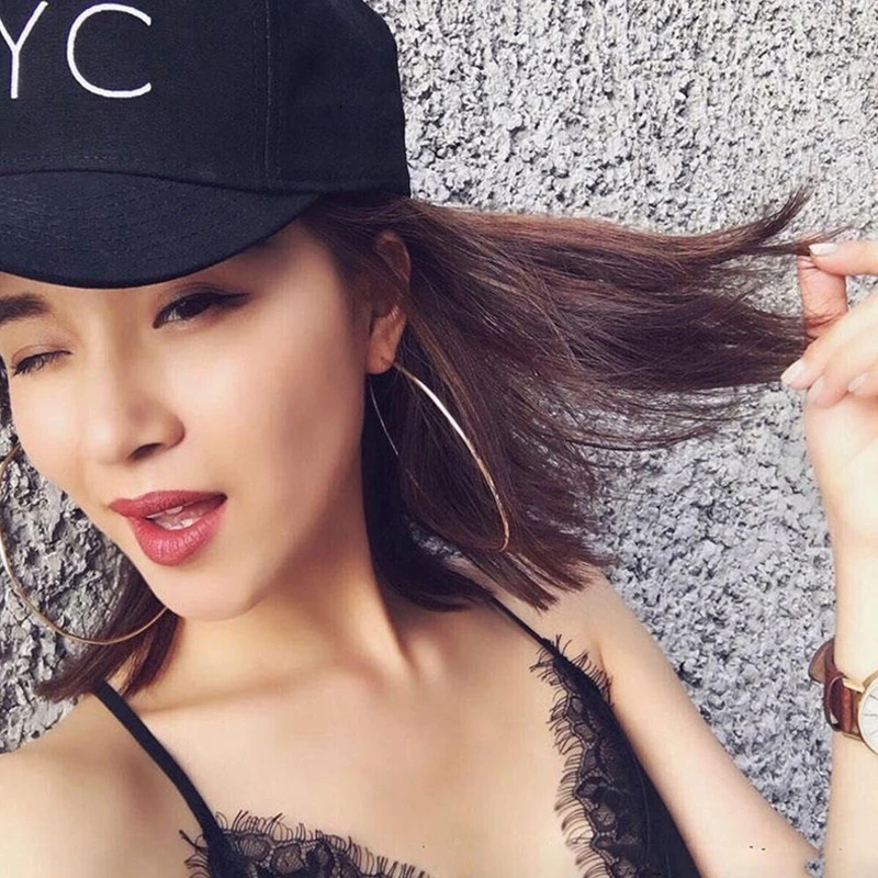 Женские гладкие серьги кольца Простые Вечерние 30 мм 40 50 60 большие круглые