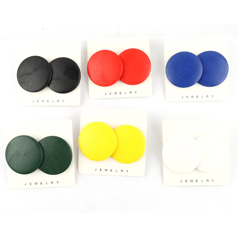 

Бесплатная Доставка! 2022 натуральное дерево 4 см круглые деревянные серьги-гвоздики могут использоваться в разных цветах