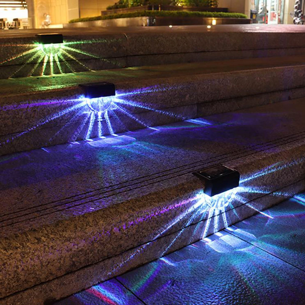 

Colorful Solar Stage Stair Night LED Light Lamp Luces Navidad RGB Luz Exterior Garden Decoration Pathway Fence Deck Outdoor Wall