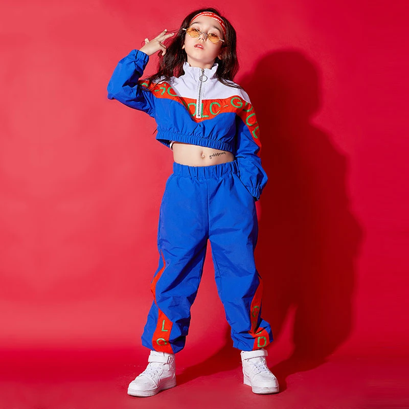 

Kids Jazz Dance Costumes Long Sleeve Street Dance Hip Hop Practice Wear Performance Clothing Girls Stage Rave Outfits DC3811