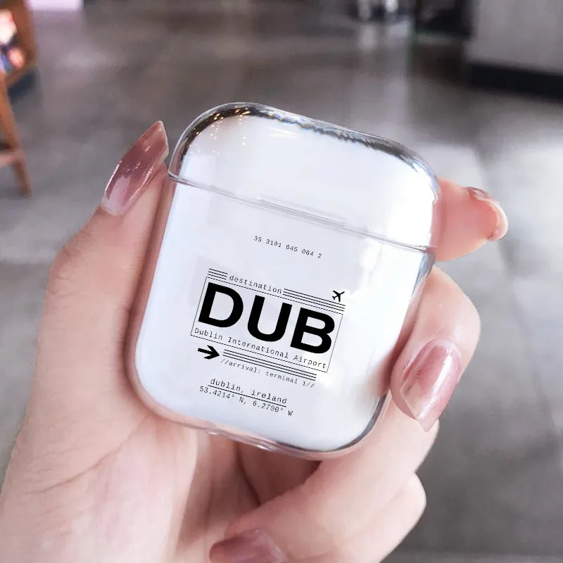 

Worldwide Airports Wireless Earphone Charging Cover Bag for Apple AirPods 1 2 3 Pro Cases Bluetooth Box Headset Clear Protective