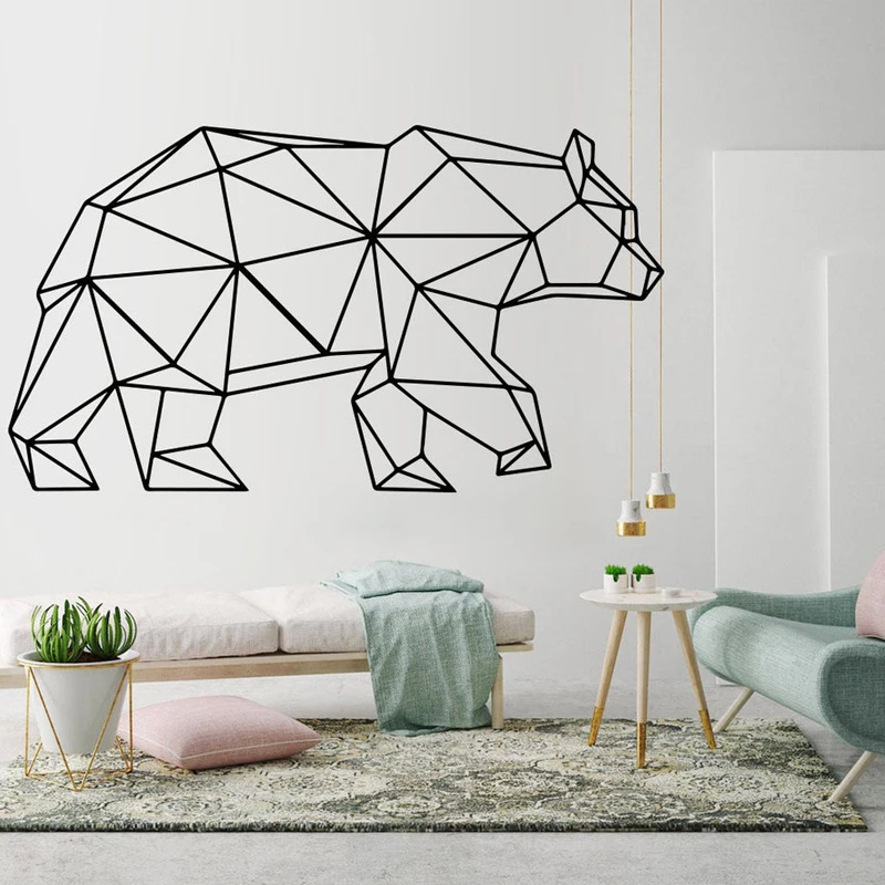 Origami Geometric Bear Wall Stickers Home Decor Vinyl Wall Decal Creative Animal