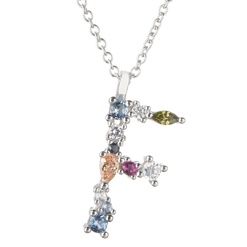 Silver F Altruist 925 пробы серебро I Am Initial C P кулон Nekclace Красочный Кристалл Мини-проба Длинная цепочка регулируемое ожерелье ювелирные изделия - Окраска металла: Silver F