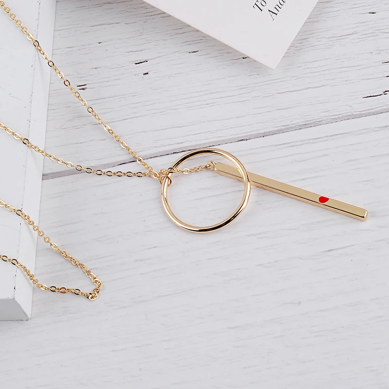 Изысканное золотое ожерелье с круглым кольцом регулируемое длинное кулоном для