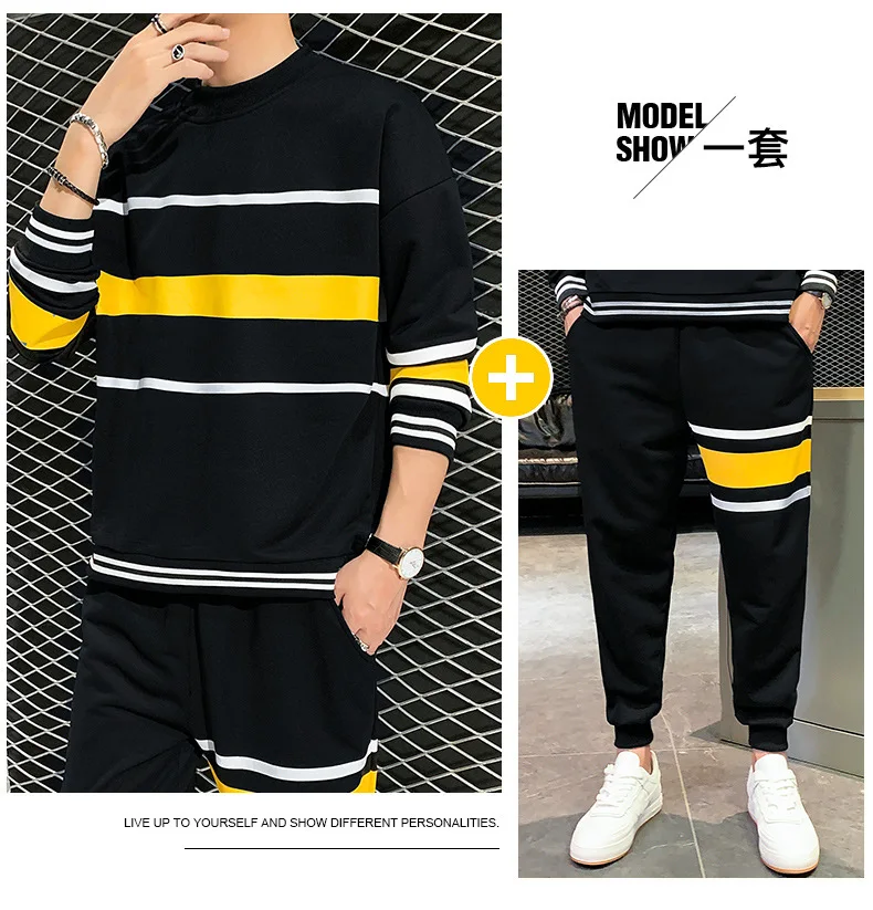 

Mens Autumn Tracksuit 2020 New Colorblock Sweat Suits 2 Piece Set Ouftits Men Sports Wear Clothes Men Outfit Set Running Suit