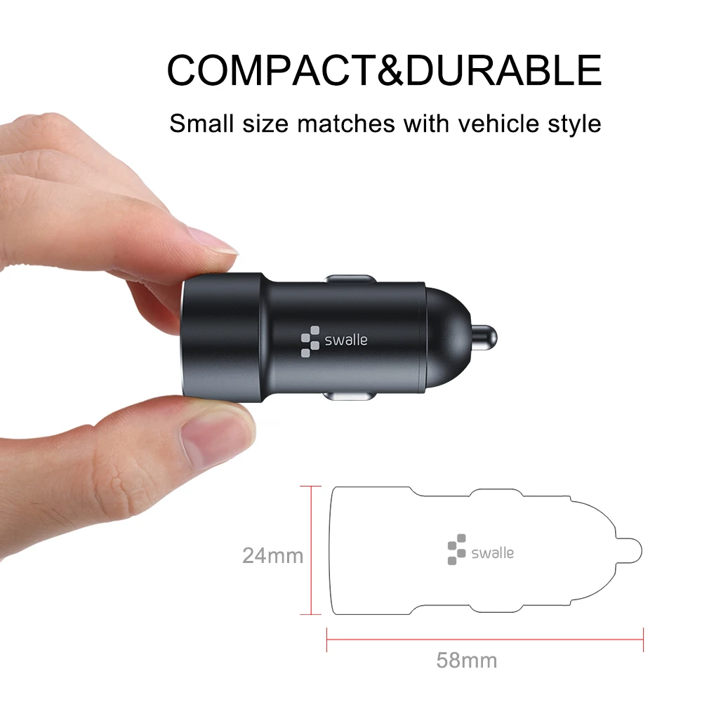 Автомобильное зарядное устройство Swalle с двумя USB портами универсальный