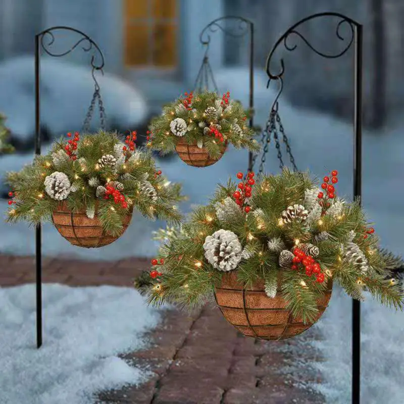 

2022 Christmas Garland Decorations Wall Decor Courtyard Garden Christmas Hanging Planter Hanging Basket adornos navidad 2022