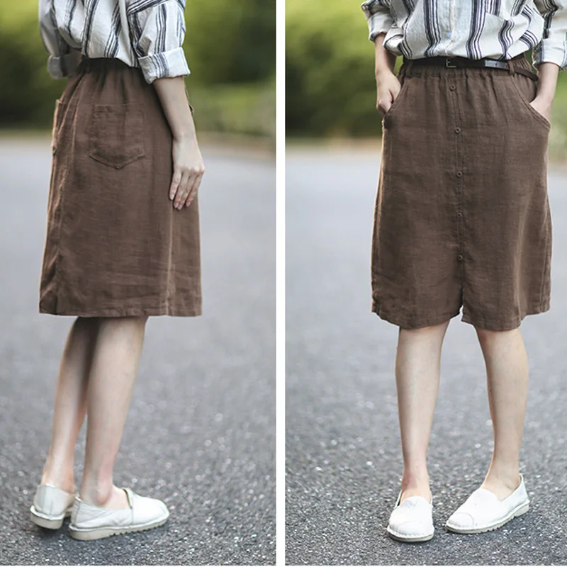 

2020 Summer New Fashion Casual Linen Skirts Mid Thickened Loose Linen Women's Clothing