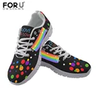 Цветные кроссовки FORUDESIGNS в горошек с ЛГБТ-рисунком, Женская Повседневная сетчатая обувь на плоской подошве, повседневная женская спортивная обувь на шнуровке