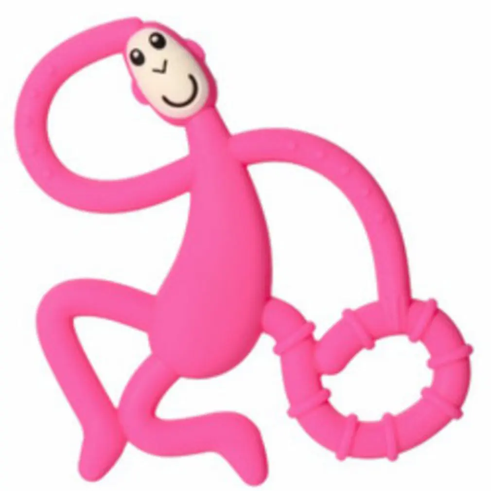 

1pc Kids Teether Silicone Monkey Toddler Molar Teether Pain Tool Kids Teething Gift Stop Sucking Thumb Toy 3 Colors Optional