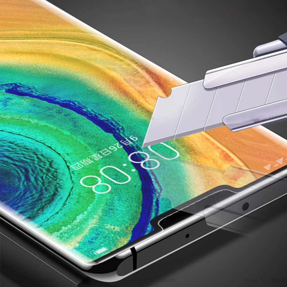 50Pcs/Lot Full Curved Edge Tempered Glass Protector For Huawei P30 P40 Pro Mate 20 30Pro P20 Lite Screen Protective Glass