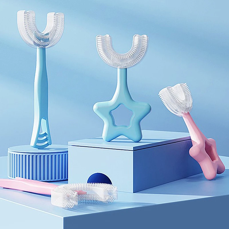 

2 шт., детская Силиконовая зубная щётка, 360 °