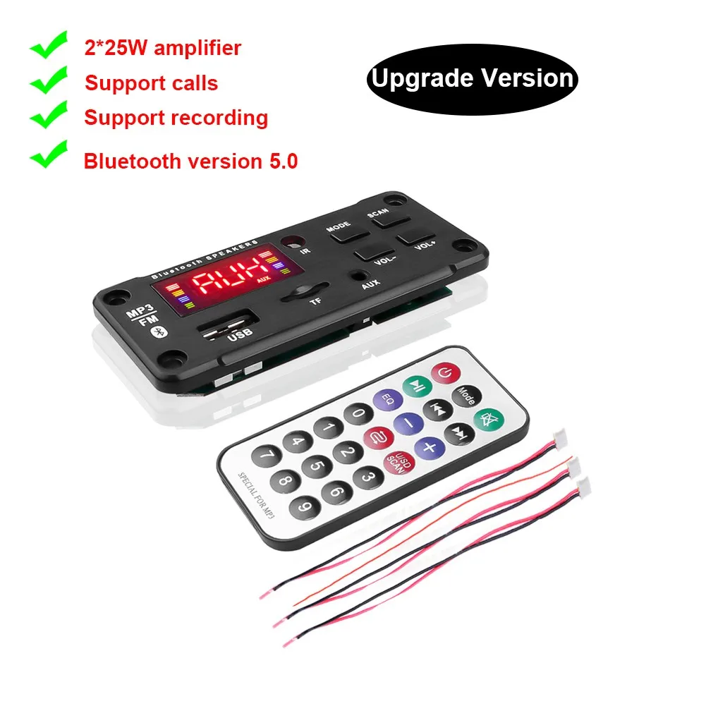 

5V 12V MP3 Decoder Board Accessory Bluetooth 5.0 Cables Car Hands-free