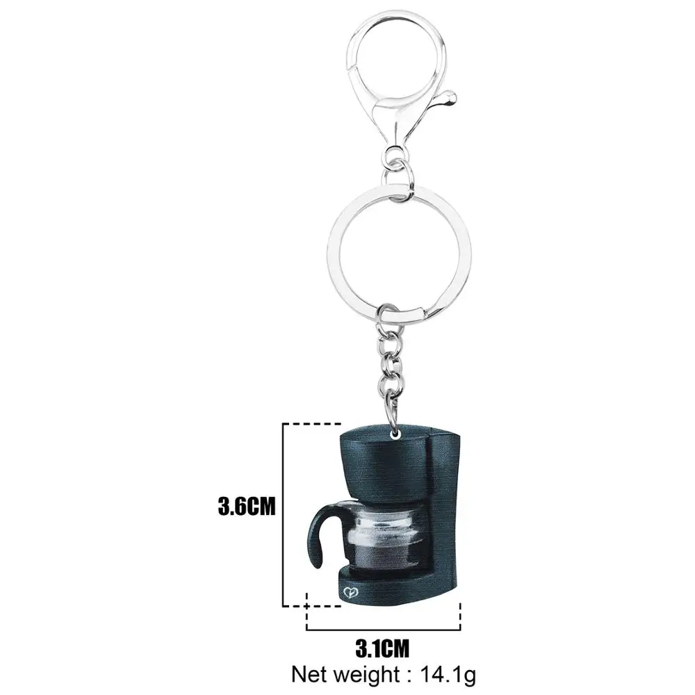 WEVENI Acrylic Coffee Machine Key Chains Key Rings Bag Car Wallet Purse Decoration Keychain For Women Girls Men Teens Charm Gift
