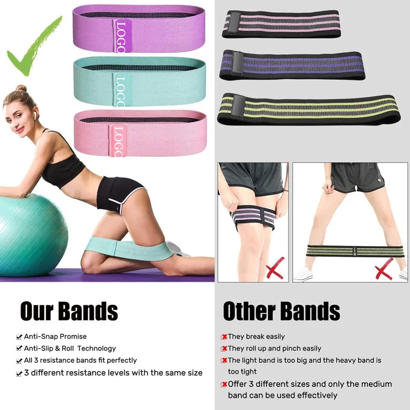 

3-Color Fitness Booty Resistance Bands Workout Fabric Loop Band Butt Exercise Bands For Hip Legs Thigh Glutes NonSlip Deep Squat