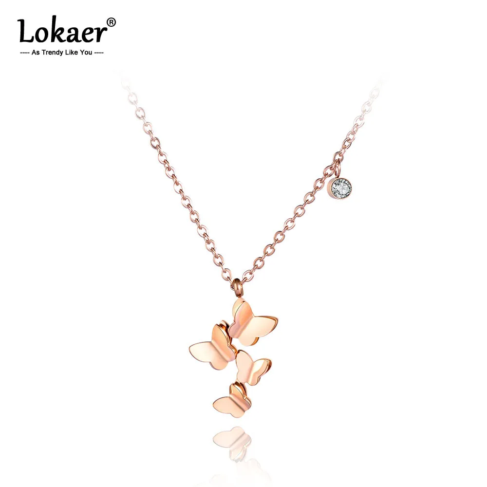Цепочка с подвеской бабочкой Lokaer N19004 женская Ювелирное Украшение из титановой