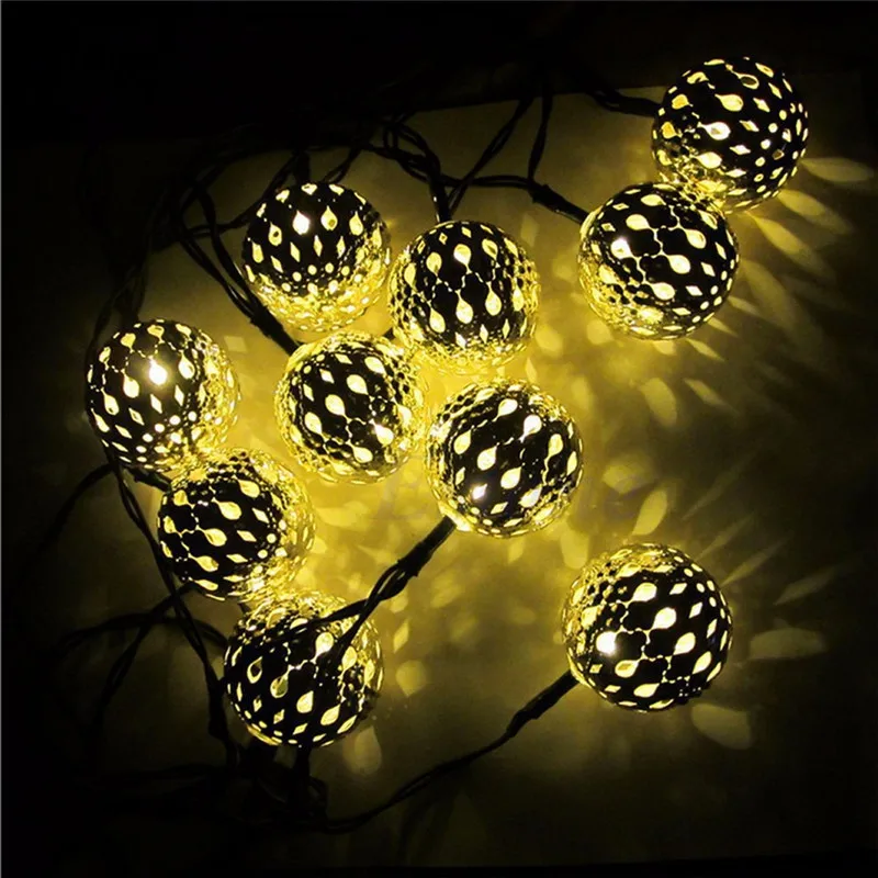 5 м 20 светодиодный s гирлянда Morocco металлический шар солнечные гирлянды открытый