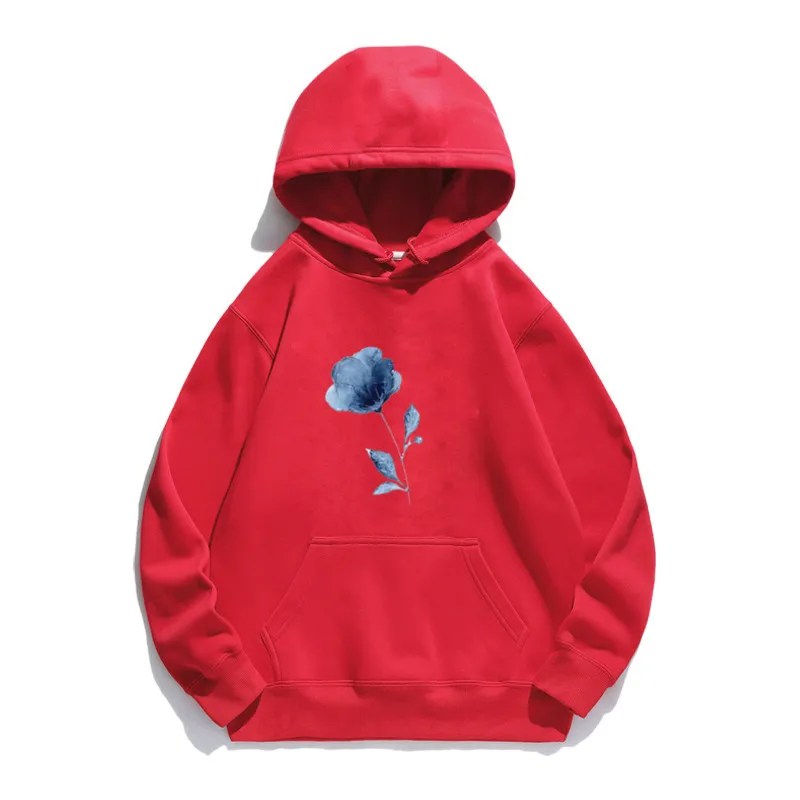 

Women Hoodie Morning Glory Printed Hoodies Women Fleece Long Sleeve Loose Sweatshirt with Hat Girls Pullovers Winter