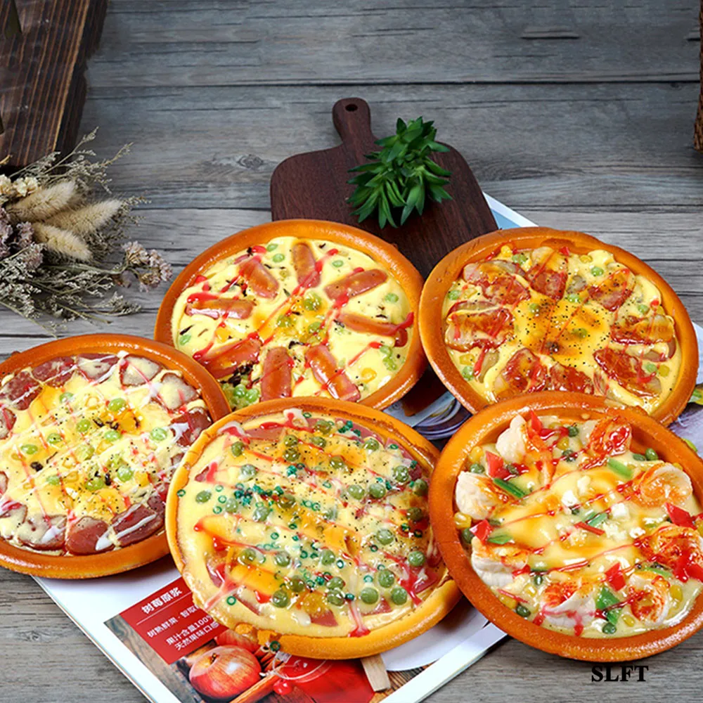 

store shop decoration Western food props fake Simulation seafood bacon green beans shrimp ham sausage beef pizza model