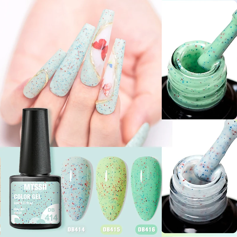 Mtssii 6ml Gel per unghie allo Yogurt 6 colori Nude Summer Glitter paillettes Gel Gel Semi