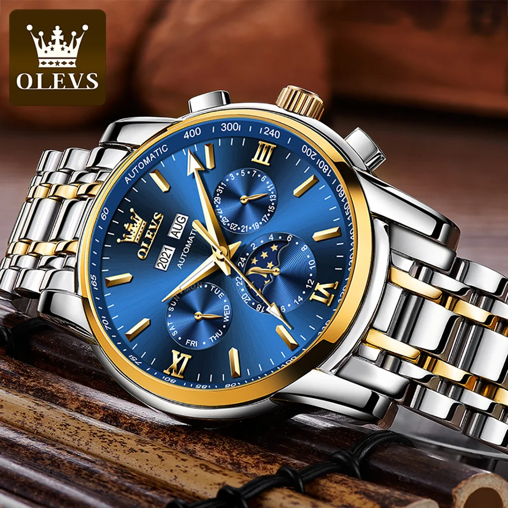 

OLEVS Watch for Men Luxury Automatic Men Mechanical Wristwatches Stainless Steel Strap Waterproof Business Sports Men Watches