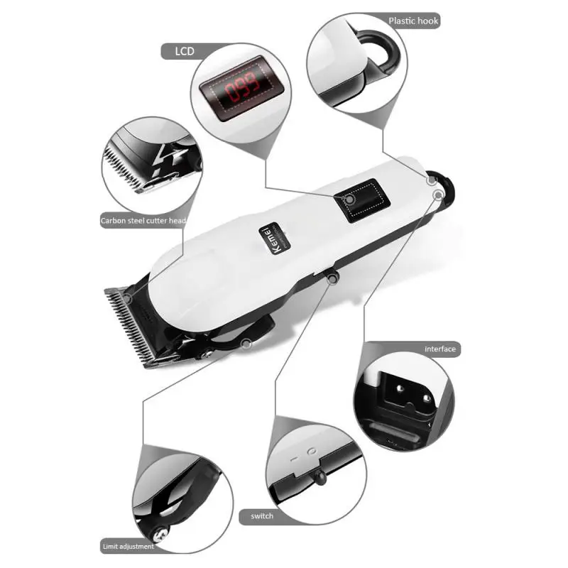 Профессиональный цифровой триммер для волос Kemei аккумуляторная электрическая