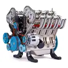 Набор моделей двигателя V8, 13 полностью алюминиевый сплав, металлическая сборка, набор сделай сам, 500 + шт, механический автомобиль, двигатель, научный эксперимент
