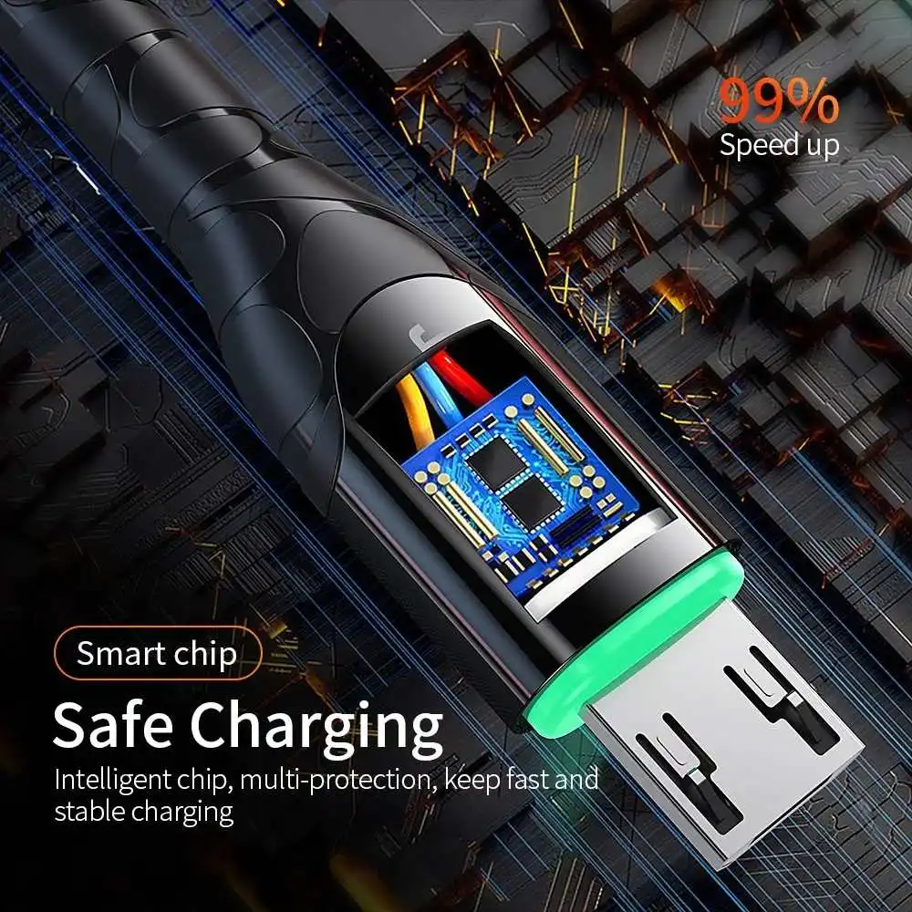 Essager Micro USB кабель со светодиодный кабель для быстрой зарядки данных Кабель зарядного устройства микро-usb для samsung Xiaomi Android мобильного телефона