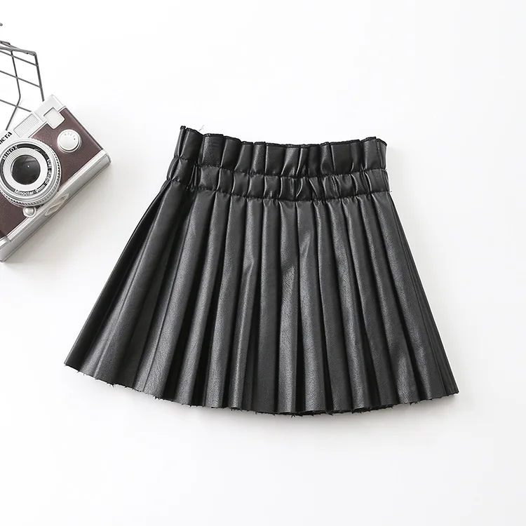 Юбки для девочек летние повседневные однотонные юбки из искусственной кожи