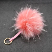 luxury 15cm fluffy real fox fur ball pom poms fur pompom ball high quality keychain key chain metal ring pendant for women