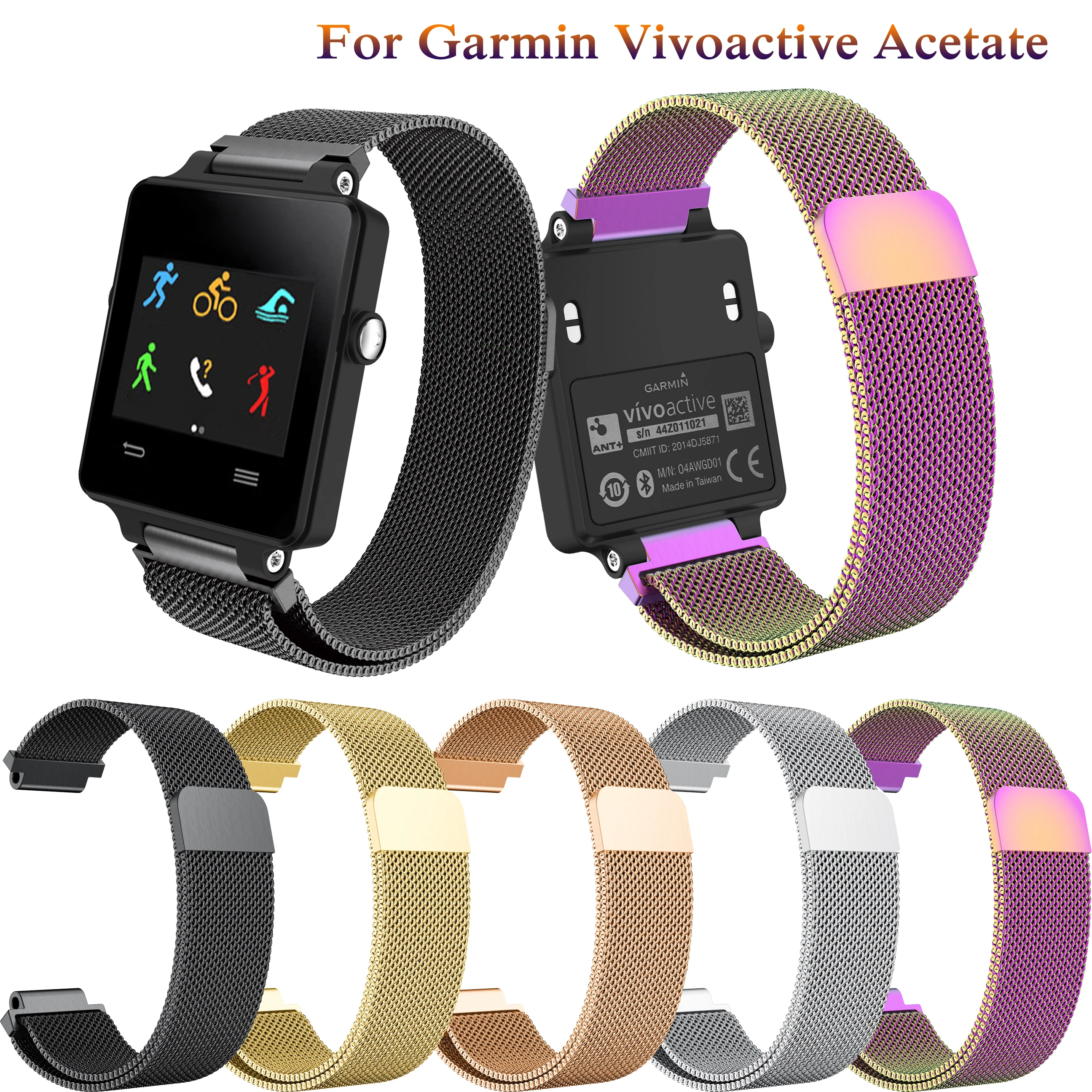 Миланская петля 16 мм для Garmin Vivoactive Acetate модные спортивные Смарт часы с GPS и